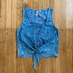 NWOT heart print button down tank